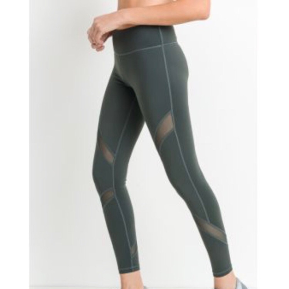 Teal mesh activewear leggings
